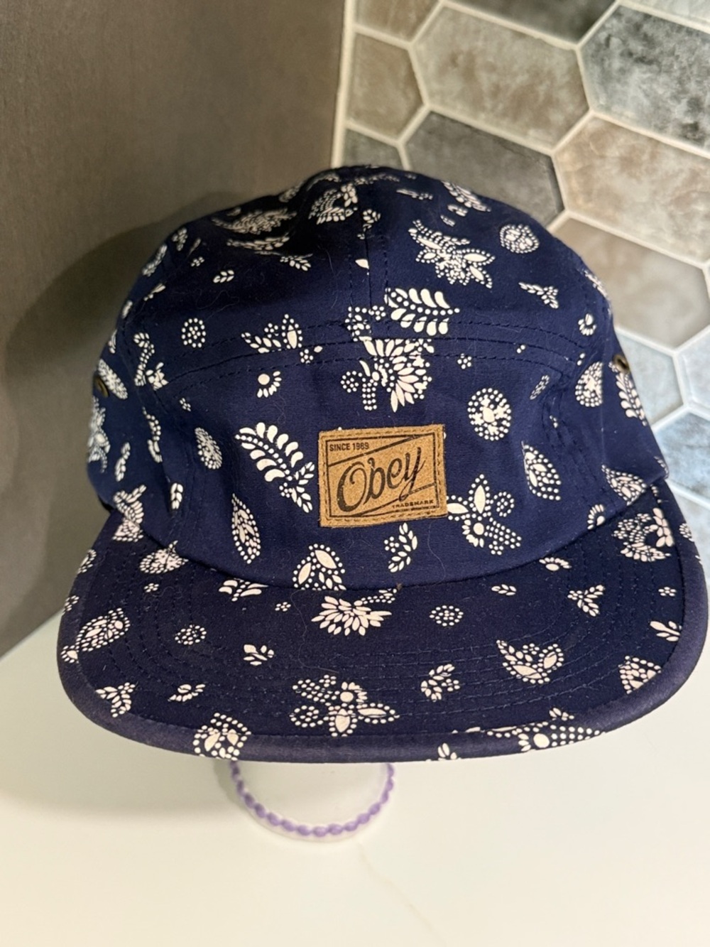 OBEY Yuma Five-Panel Indigo Paisley Print Cap